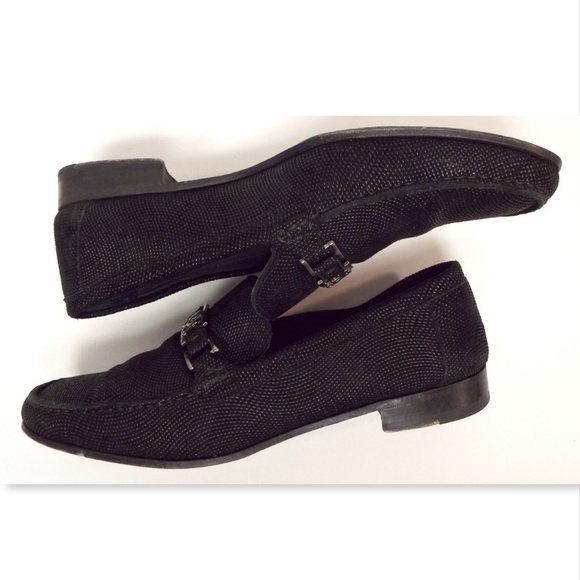 MEZLAN Custom Logo Buckle Black Pinhead Suede Leather Slip-on Loafers 11 main image 9